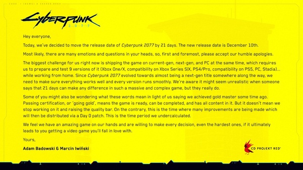 Cyberpunk 2077 slitta ancora