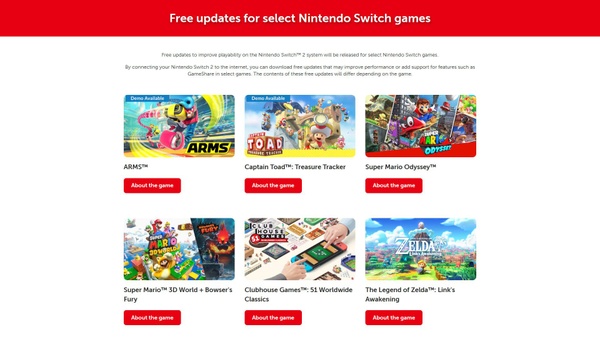 Switch 2, i dettagli degli aggiornamenti gratuiti per 12 giochi first party