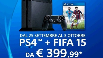 Dal 25 Settembre al 3 Ottobre PS4 e Fifa15 a 399EUR