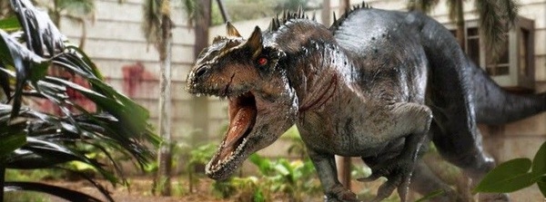 Un giocattolo mostra il D-Rex di Jurassic World