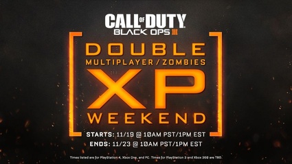 Weekend a doppia Esperienza per CoD: Black Ops III