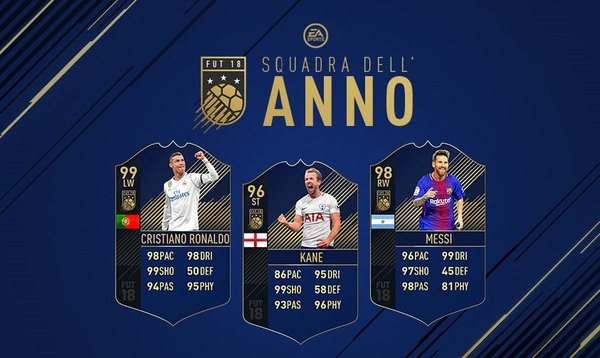 Ronaldo, Messi e Keane nella squadra dell'anno di Fifa 18 Ultimate team