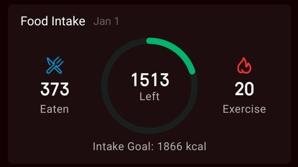Amazfit app Zepp - Allenamento con la registrazione pasti