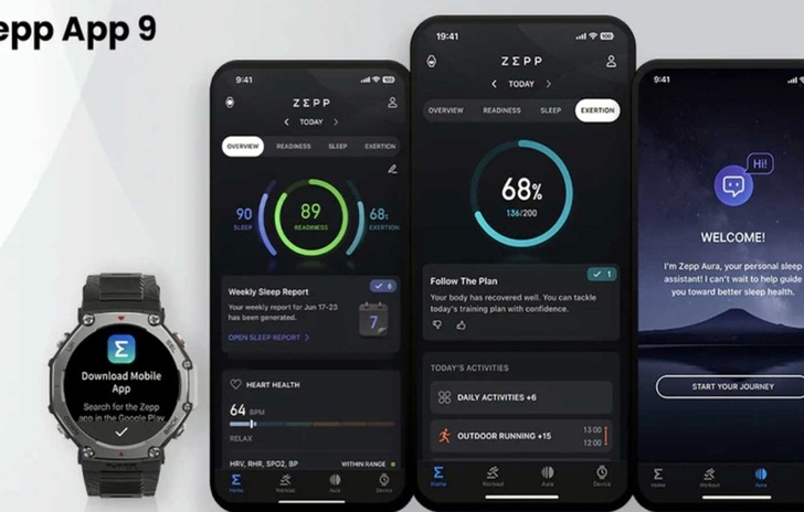 Amazfit app Zepp Allenamento con la registrazione pasti
