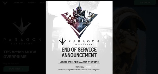 Paragon: The Overprime chiude i battenti