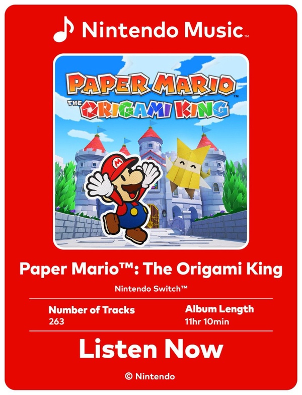 Paper Mario: The Origami King, la colonna sonora del GDR &egrave; ora su Nintendo Music