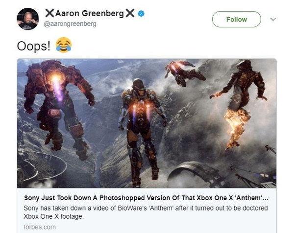 Greenberg "sfotte" Sony per il video di Anthem