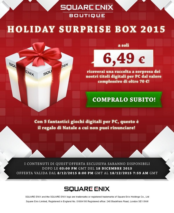 E' disponibile l'Holiday Surprise Box 2015 di Square Enix