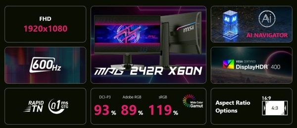 MSI MPG 242R X60N - Monitor esports da 600Hz