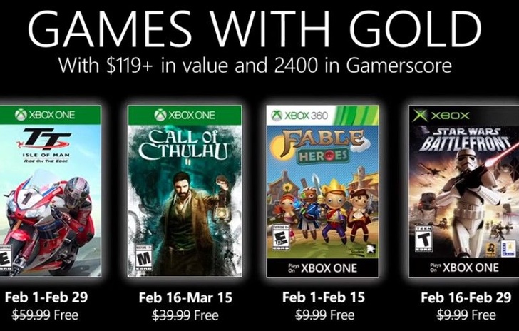 Games With Gold di Febbraio ecco quali sono