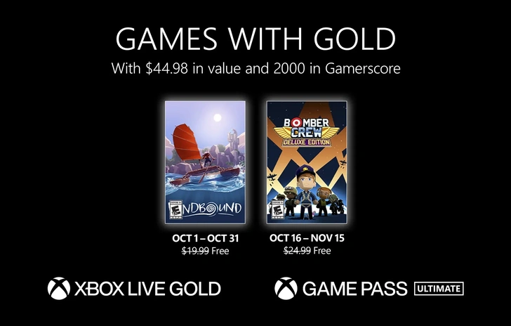 Games with Gold i titoli di ottobre