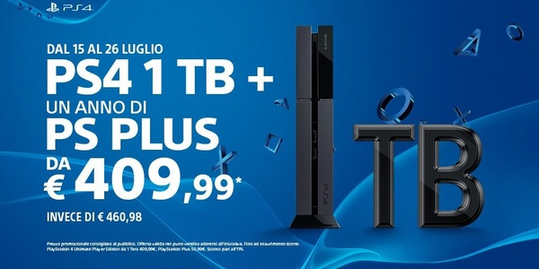 Offerta di lancio per PS4 1TB e un anno di Plus