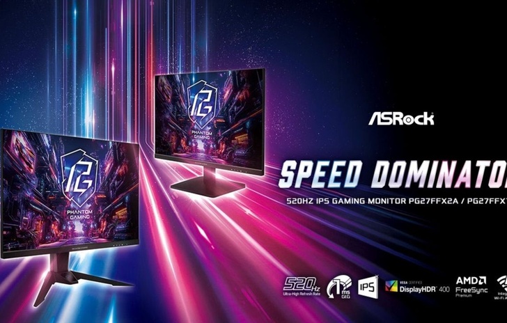 ASRock Monitor da gioco PG27FFX2A e PG27FFX1B da 520 Hz