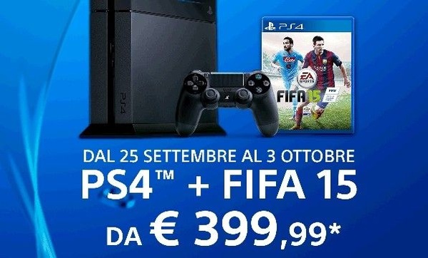 Dal 25 Settembre al 3 Ottobre PS4 e Fifa15 a 399EUR