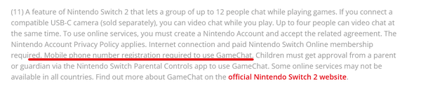 La GameChat di Switch 2 avrà bisogno di un numero di telefono per funzionare