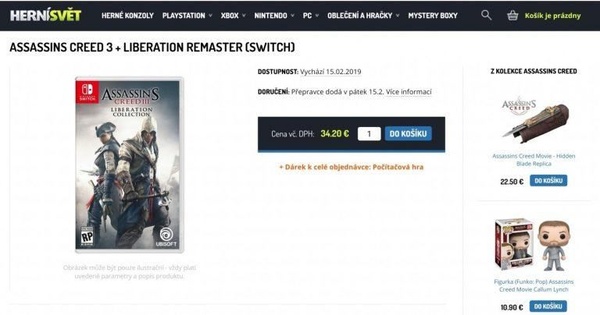 Assassin's Creed 3 in arrivo su Switch