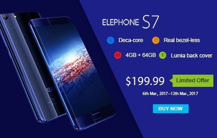 Una vendita aggressiva per lElephone S7 su TomTopcom