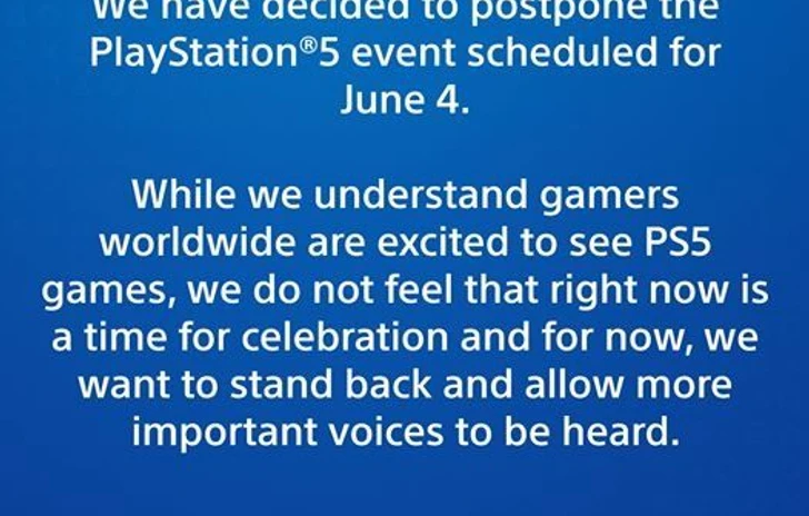 Sony rinvia la presentazione dei giochi PS5 per la situazione negli USA