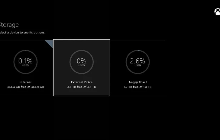 Hard Disk esterno confermato per il prossimo aggiornamento Xbox One