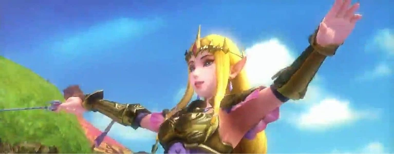 Zelda brandisce Wind Waker in Hyrule Warriors