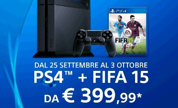 Dal 25 Settembre al 3 Ottobre PS4 e Fifa15 a 399�