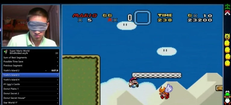 Giocatore finisce Super Mario World in 23 minuti bendato