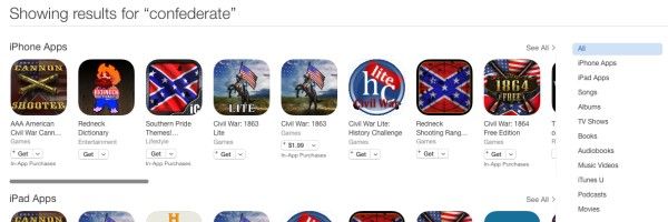 Apple brucia la bandiera dei Confederati