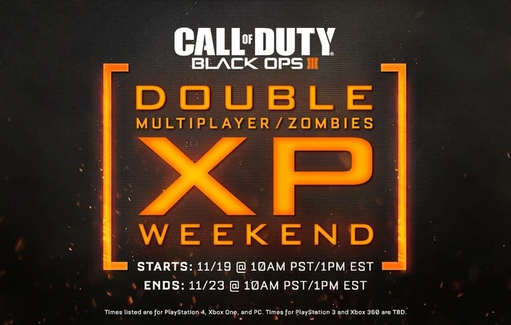 Weekend a doppia Esperienza per CoD Black Ops III