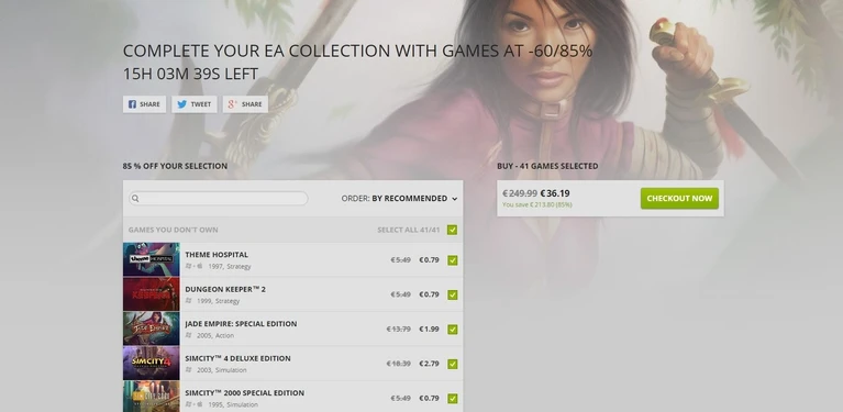 GoG offre lintero catalogo EA a prezzo stracciato