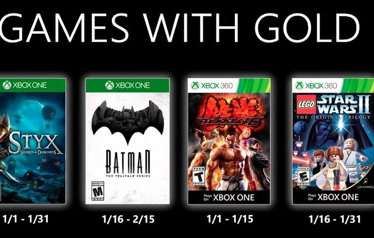 Ecco i Games With Gold di Gennaio