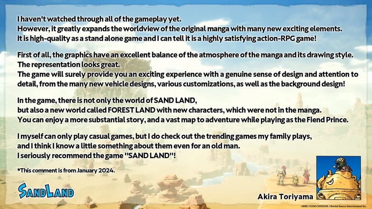 Sand Land: il messaggio postumo di Toriyama