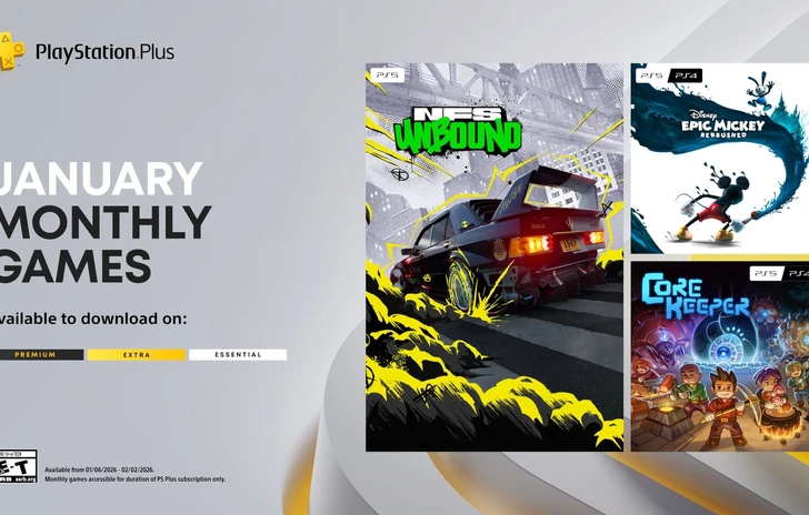 PS Plus i giochi di gennaio 2026 con Need For Speed Unbound
