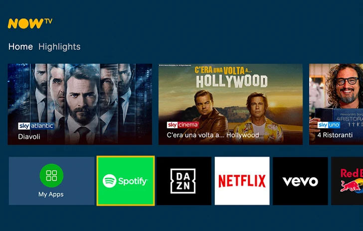 NOW TV punta sulla produzione italiana e arriva Spotify