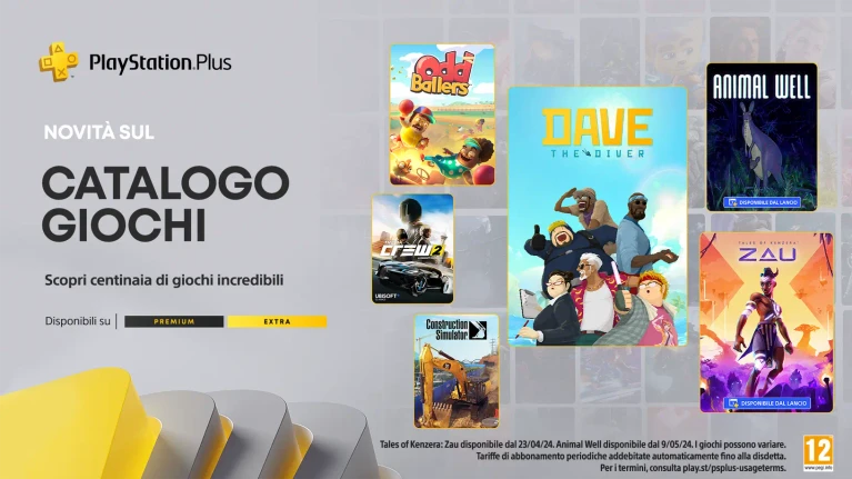 PlayStation Plus i titoli Extra e Premium di aprile