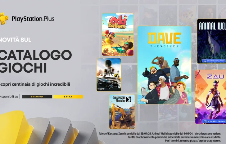 PlayStation Plus i titoli Extra e Premium di aprile