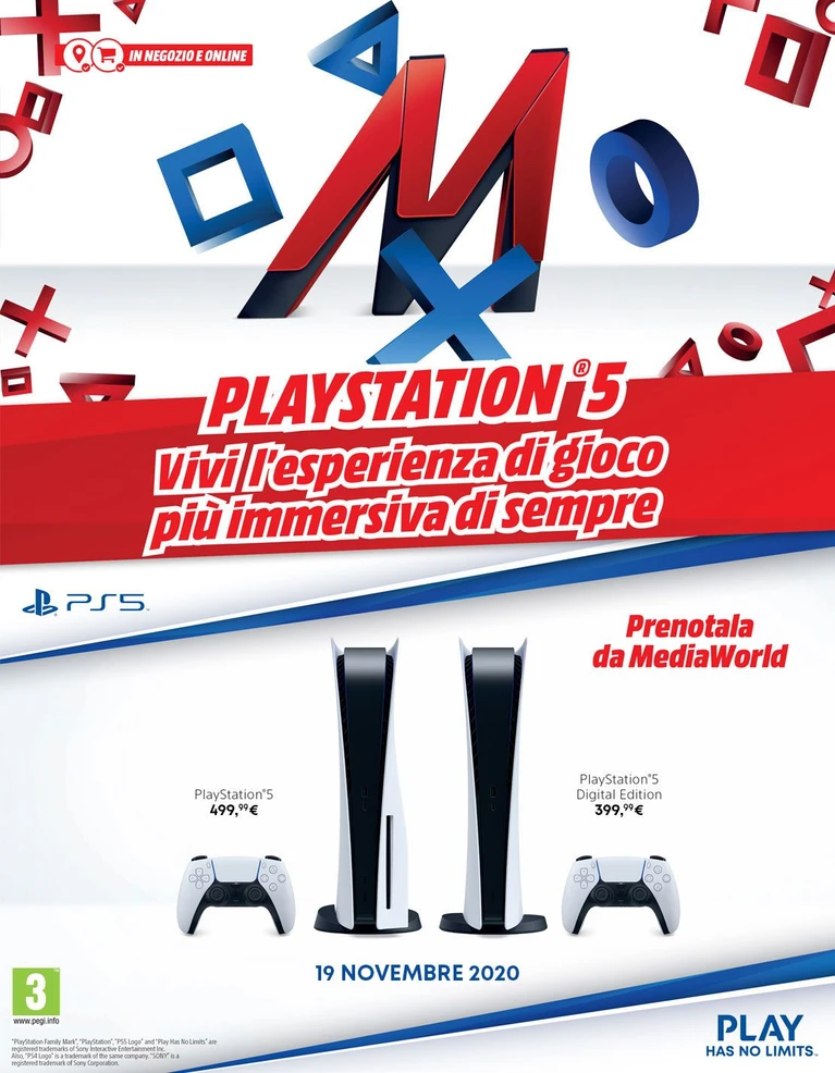 Mediaworld apre i pre order per le Playstation 5