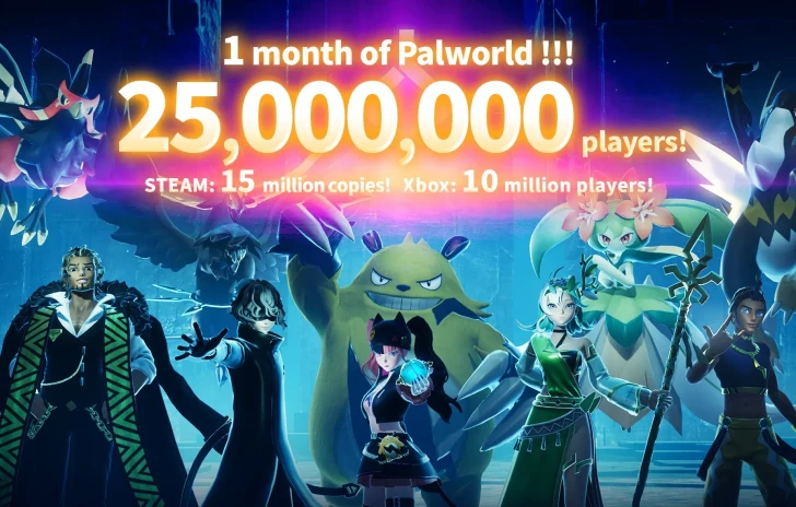 Palworld a 15 milioni di copie vendute su Steam 10 milioni di giocatori su Xbox