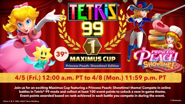 Tetris 99 nuovo evento a tema Princess Peach Showtime