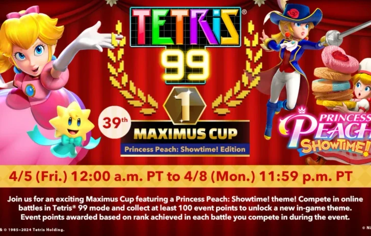 Tetris 99 nuovo evento a tema Princess Peach Showtime